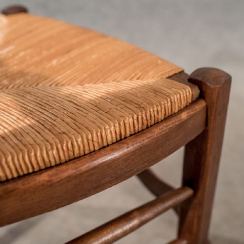 fig 3. Antique French Oak Country Kitchen Dining Chairs Set 6 Quality Rush Seats c1900