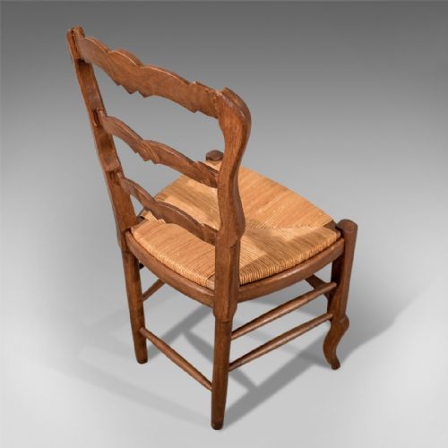 fig 4. Antique French Oak Country Kitchen Dining Chairs Set 6 Quality Rush Seats c1900