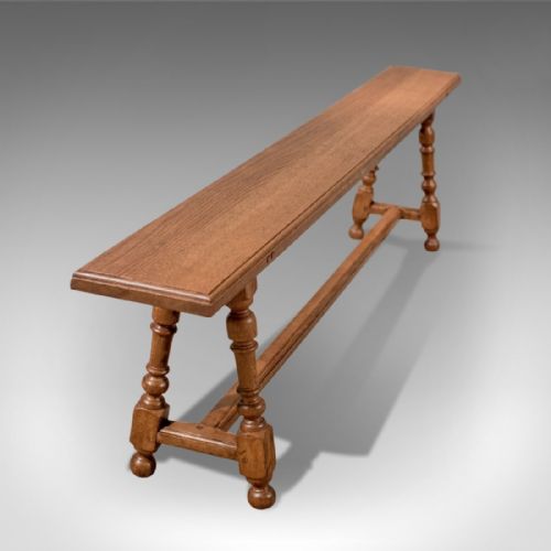 Quality Antique Oak Bench Seat - Edwardian - C1910