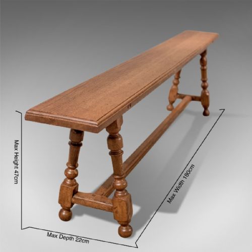 fig 1. Quality Antique Oak Bench Seat - Edwardian - c1910