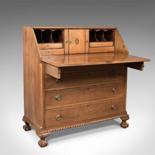 fig 1. Antique Bureau, Victorian Walnut Desk, c.1900
