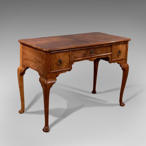 Antique Writing Desk 42" Fine Burr Walnut Table English Edwardian C1910