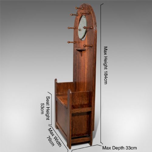fig 1. Antique Oak Hall Stand Umbrella Stick Coat Rack English Art Deco c1930