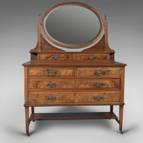 fig 1. Antique Dressing Table, Edwardian Vanity Chest of Drawers, English, c.1910