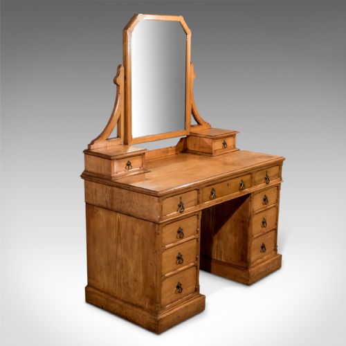 Antique Oak Gothic Dressing Table Vanity Chest Quality English Victorian C1880