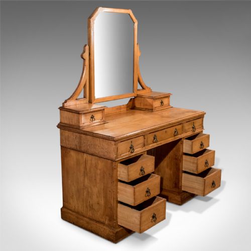 fig 2. Antique Oak Gothic Dressing Table Vanity Chest Quality English Victorian c1880