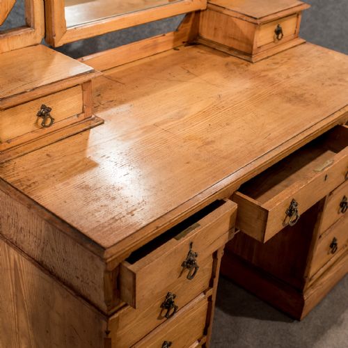 fig 6. Antique Oak Gothic Dressing Table Vanity Chest Quality English Victorian c1880