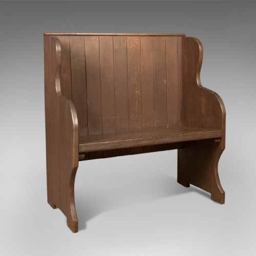 fig 2. Antique Settle, 19th Century Bench, Pew, English, c.1890