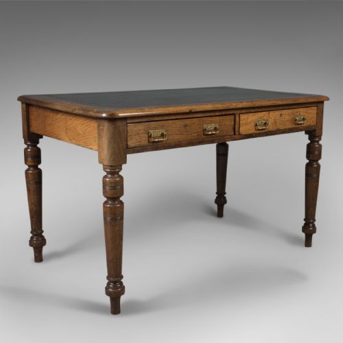 Antique Desk, Victorian Writing Table, English, Oak C.1880