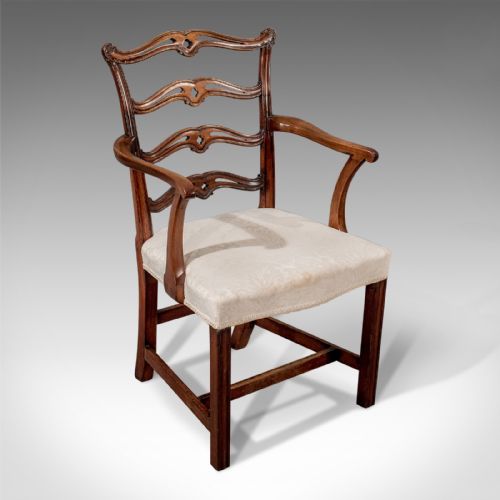 Antique Carver Elbow Chair Armchair Mahogany Irish Chippendale Georgian C1800
