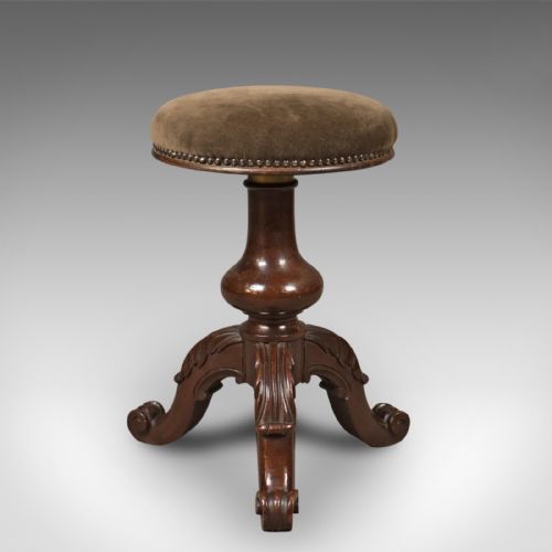 Adjustable Antique Piano Stool, Mahogany, Victorian, English C.1880
