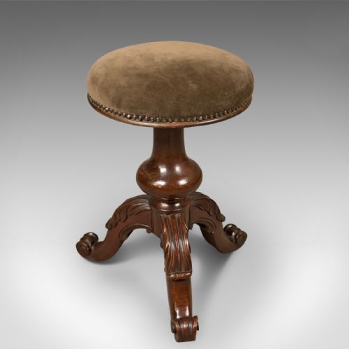 fig 1. Adjustable Antique Piano Stool, Mahogany, Victorian, English c.1880