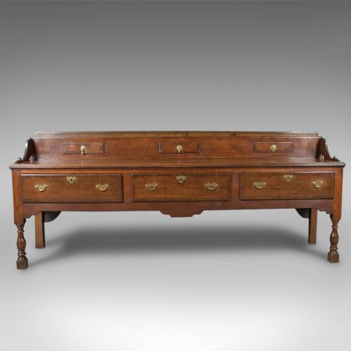 Large Antique Dresser Base, Early Georgian, 1750 & Later, English, Oak