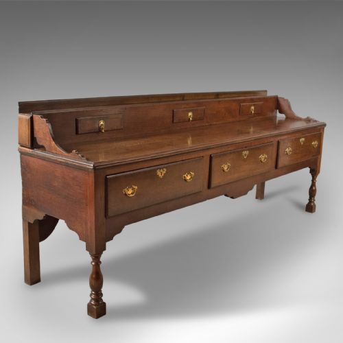 fig 1. Large Antique Dresser Base, Early Georgian, 1750 & Later, English, Oak