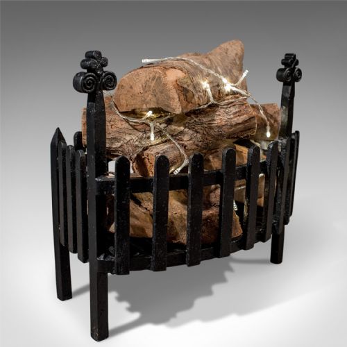 Antique Fire Grate Free-standing Fire Basket Cast Iron Victorian C1900
