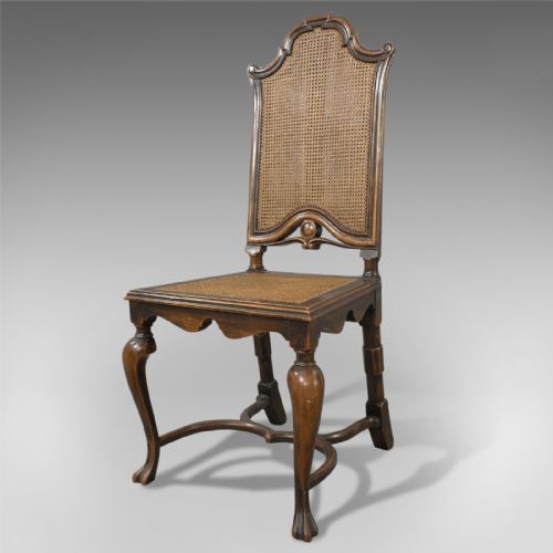 fig 4. Set of Six, Antique Dining Chairs, Liberty of London, Walnut, Cane, Circa 1880