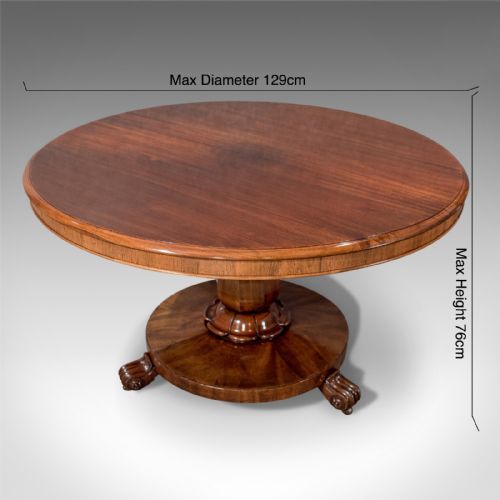 fig 1. Antique Rosewood Breakfast Centre Circular Dining Table English Regency c1830