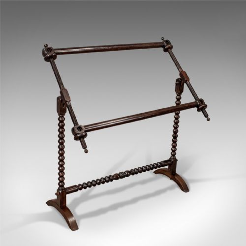 Antique Tapestry Needlepoint Work Stand Stretcher Frame Victorian Walnut C1870