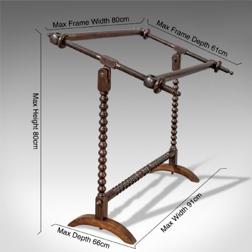 fig 1. Antique Tapestry Needlepoint Work Stand Stretcher Frame Victorian Walnut c1870
