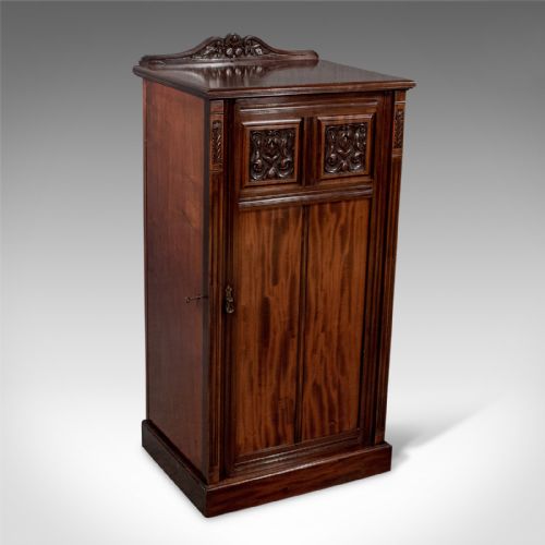 Antique Quality Large English Victorian Music Side Cabinet - Fine Mahogany C1900
