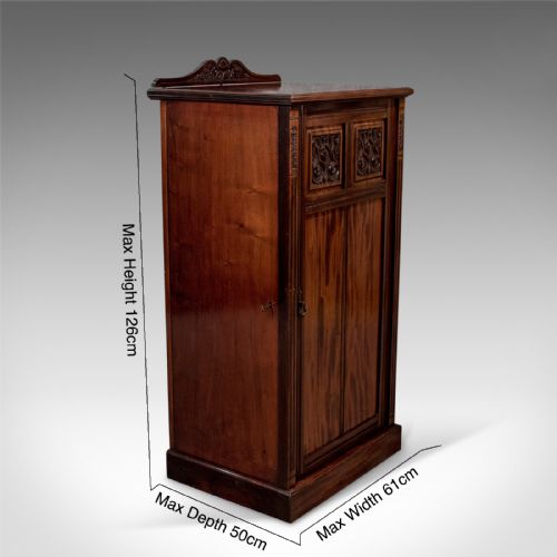 fig 1. Antique Quality Large English Victorian Music Side Cabinet - Fine Mahogany c1900