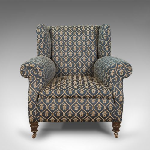 fig 1. Antique Armchair, Edwardian English Club Chair, c.1910