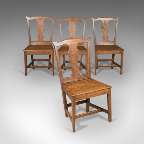Antique Set of 4 Chairs, English Country Kitchen, Victorian C.1850