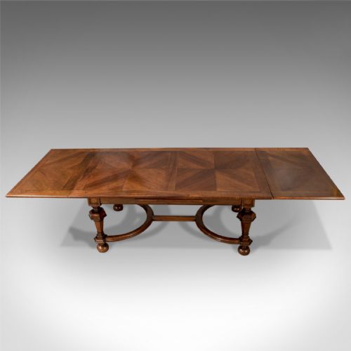 fig 4. Antique Liberty of London Quality Extending Dining Table 10' Walnut & Oak c1900