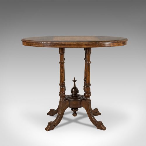fig 2. Victorian Antique Side Table with Inlaid Chess Board, English c.1880