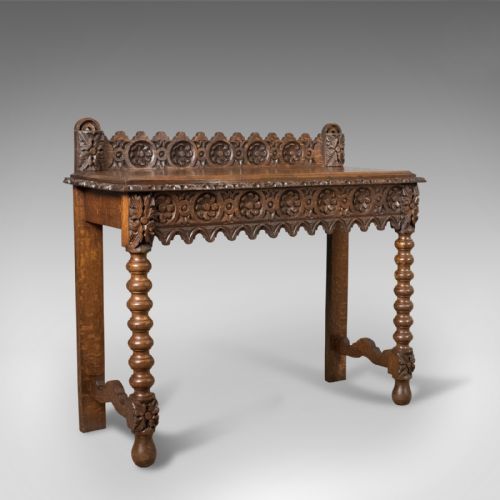 Antique Console Table, C19th Scottish Carved Oak