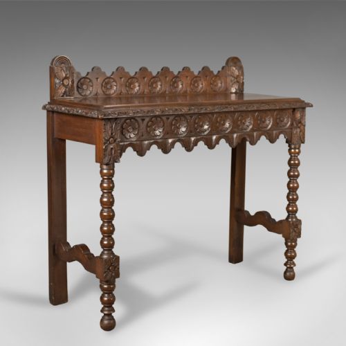 Antique Console Table, C19th Scottish Carved Walnut