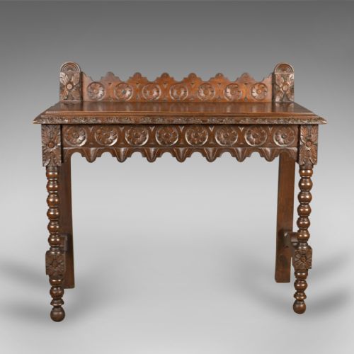 fig 1. Antique Console Table, C19th Scottish Carved Walnut