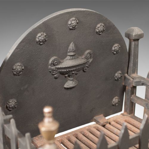 fig 2. Victorian Antique Fire Basket on Stand, Cast Iron Grate