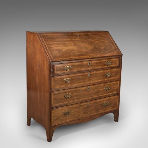 Georgian Antique Bureau, English 18th Century Mahogany C.1780