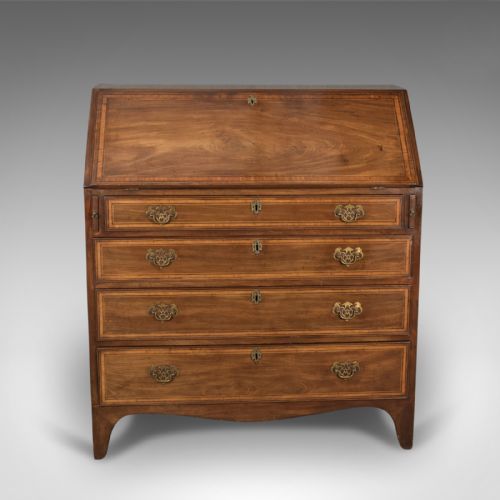 fig 2. Georgian Antique Bureau, English 18th Century Mahogany c.1780