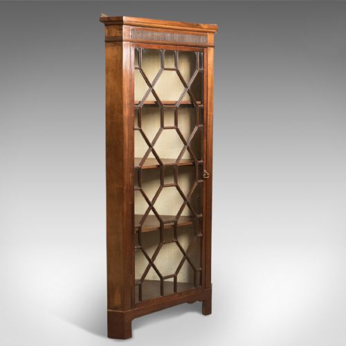 fig 1. Edwardian Antique Glazed Display Corner Cabinet, English c.1910