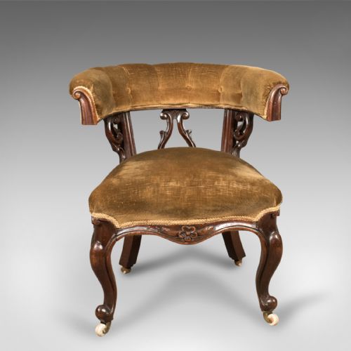 fig 1. Early Victorian Bow Back Armchair, English Walnut Reading Chair c.1840