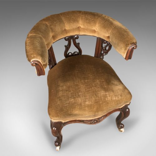 fig 2. Early Victorian Bow Back Armchair, English Walnut Reading Chair c.1840