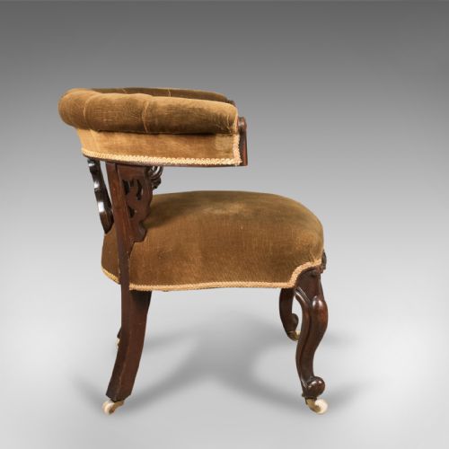 fig 3. Early Victorian Bow Back Armchair, English Walnut Reading Chair c.1840