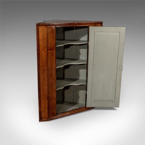 fig 1. Antique Large Oak Corner Cabinet Cupboard - For a Wall or Floor Georgian c1800