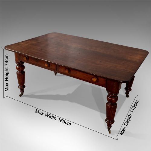 fig 2. Antique Dining Kitchen Library Table Quality Mahogany English Victorian c1850