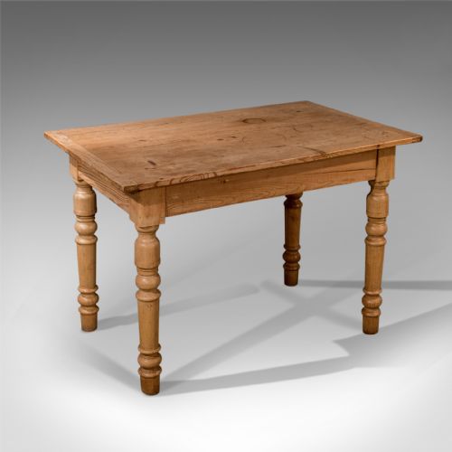 Antique Victorian Pine Kitchen Dining Country Table with Storage Under Top C1900