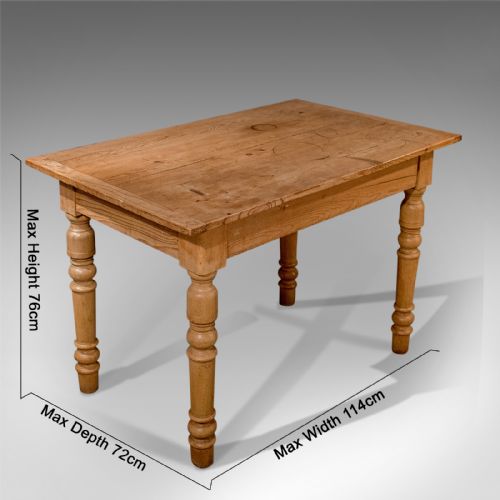 fig 1. Antique Victorian Pine Kitchen Dining Country Table With Storage Under Top c1900