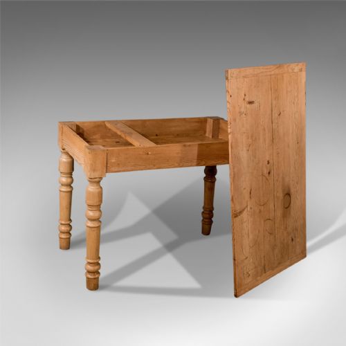 fig 2. Antique Victorian Pine Kitchen Dining Country Table With Storage Under Top c1900