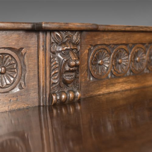 fig 1. Georgian Oak Dresser Base, 18th Century English Green Man Sideboard, c.1790