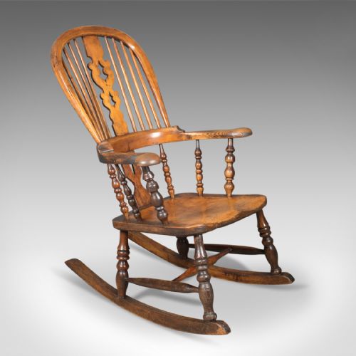 Victorian Antique Windsor Rocking Chair, English Armchair, Yorkshire C.1850