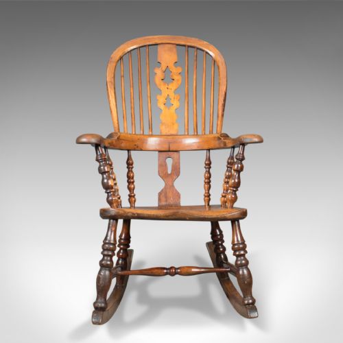fig 1. Victorian Antique Windsor Rocking Chair, English Armchair, Yorkshire c.1850