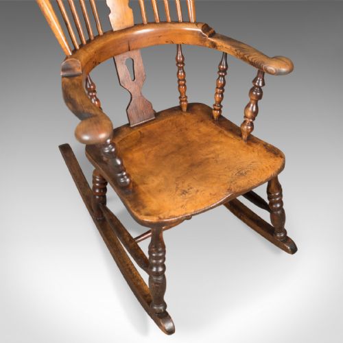 fig 3. Victorian Antique Windsor Rocking Chair, English Armchair, Yorkshire c.1850