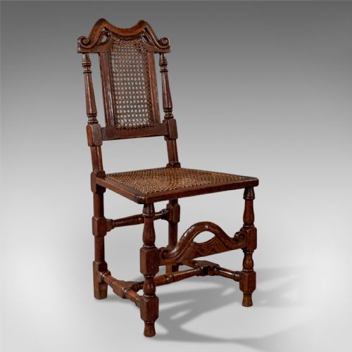 Antique Oak Scottish Side Hall Chair Bergere Seat Fine Quality Victorian C1880