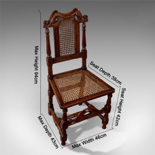 fig 1. Antique Oak Scottish Side Hall Chair Bergere Seat Fine Quality Victorian c1880